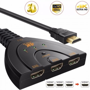 BESIUNI 4K*2K 3D Mini 3 Port HDMI Switch 1.4b 4K Switcher HDMI Splitter 1080P 3 in 1 out Port Hub for DVD HDTV Xbox PS3 PS4