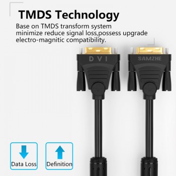 SAMZHE 1080P DVI Cable 24+1 Model 18 Pin Single Dual 1m/1.5m/2m/3m/5m/8m/10m DVI to DVI Cable Adapter for Projector Laptop TV