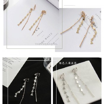 Grace Jun Korea Style Heart Peach Star Geometric Long Tassel Clip on Earrings Without Piercing for Women  No Ear Hole Earrings
