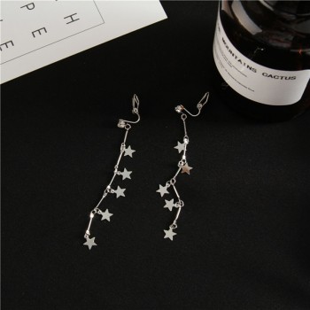 Grace Jun Korea Style Heart Peach Star Geometric Long Tassel Clip on Earrings Without Piercing for Women  No Ear Hole Earrings