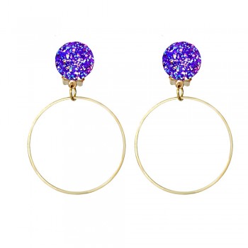 Bing Tu Gold Color Hollow Round Clip Earing No Hole Blue Pink White Resin Ear Cuff Earrings For Women Wedding Jewelry bijoux
