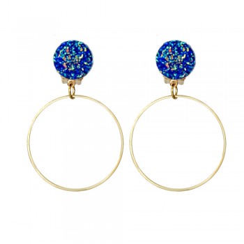 Bing Tu Gold Color Hollow Round Clip Earing No Hole Blue Pink White Resin Ear Cuff Earrings For Women Wedding Jewelry bijoux