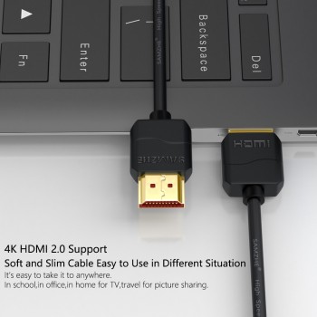 SAMZHE 4K HDMI 50/60Hz HDMI 2.0 Cable to Slim HDMI Cable for PS3 Projector HD LCD Apple Laptop TV Computer Cables