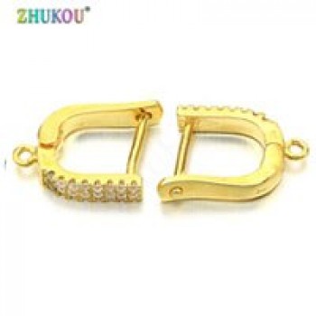 1 Pair 12*15mm Handmade Brass Cubic Zirconia Clip Earrings Diy Jewelry Findings, Hole: 1mm, Model: VE7
