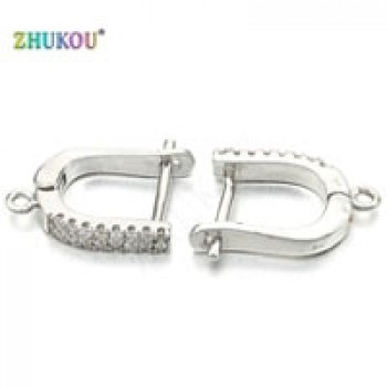 1 Pair 12*15mm Handmade Brass Cubic Zirconia Clip Earrings Diy Jewelry Findings, Hole: 1mm, Model: VE7