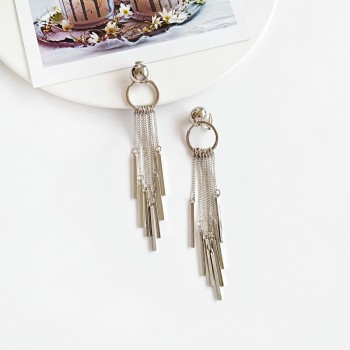 Alloy Metal Thread Threader Long Tassels Clip on Earring Women Round 7 Seven Chains Rope Clips Earrings Without Piercing Hole