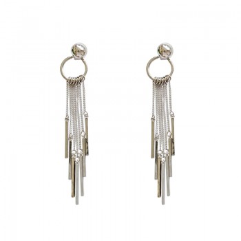 Alloy Metal Thread Threader Long Tassels Clip on Earring Women Round 7 Seven Chains Rope Clips Earrings Without Piercing Hole