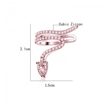 1Pcs Luxury Snake Ear Cuff Clip Earring Rose Goldamp;Silver CZ Zircon Snake Shape Hyperbole Single Earring For Women Party Jewelry