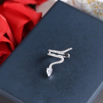 1Pcs Luxury Snake Ear Cuff Clip Earring Rose Goldamp;Silver CZ Zircon Snake Shape Hyperbole Single Earring For Women Party Jewelry