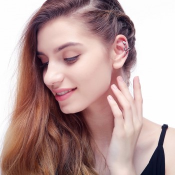 1Pcs Luxury Snake Ear Cuff Clip Earring Rose Goldamp;Silver CZ Zircon Snake Shape Hyperbole Single Earring For Women Party Jewelry