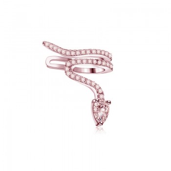 1Pcs Luxury Snake Ear Cuff Clip Earring Rose Goldamp;Silver CZ Zircon Snake Shape Hyperbole Single Earring For Women Party Jewelry