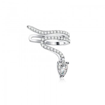 1Pcs Luxury Snake Ear Cuff Clip Earring Rose Goldamp;Silver CZ Zircon Snake Shape Hyperbole Single Earring For Women Party Jewelry