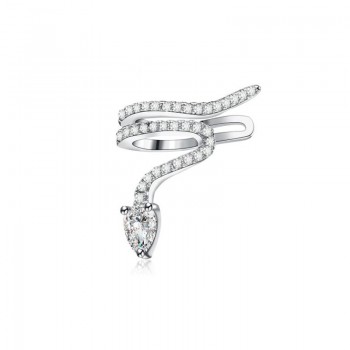 1Pcs Luxury Snake Ear Cuff Clip Earring Rose Goldamp;Silver CZ Zircon Snake Shape Hyperbole Single Earring For Women Party Jewelry