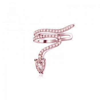 1Pcs Luxury Snake Ear Cuff Clip Earring Rose Goldamp;Silver CZ Zircon Snake Shape Hyperbole Single Earring For Women Party Jewelry