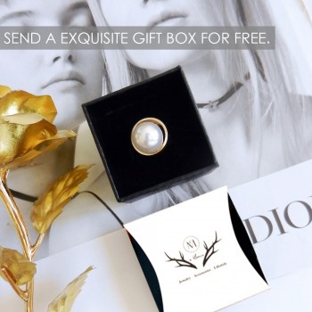 eManco Minimalist Geometric Statement Cuff Rings for Women Large Imitation Pearl Copper Gold Fashion Brand Jewelry