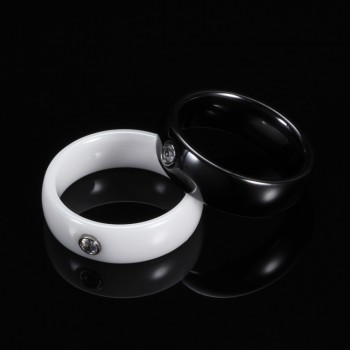 New Arrival Black White Colorful Ring Ceramic Ring For Women With Big Crystal Wedding Band Ring Width 6mm Size 6-10 Gift For Men