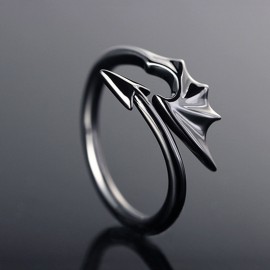 Punk Jewelry Titanium Brass Koakuma Little Devil Dragon Gothic Evil Vampire Rings Open Ring Halloween Party Jewelry Gift