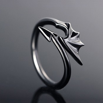 Punk Jewelry Titanium Brass Koakuma Little Devil Dragon Gothic Evil Vampire Rings Open Ring Halloween Party Jewelry Gift