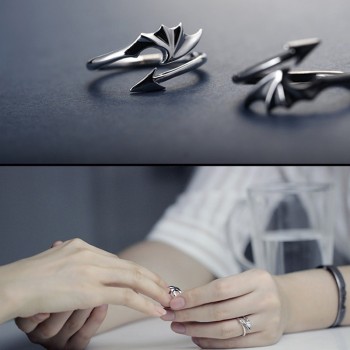 Punk Jewelry Titanium Brass Koakuma Little Devil Dragon Gothic Evil Vampire Rings Open Ring Halloween Party Jewelry Gift