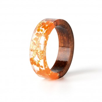 2018 New Design Handmade Wood Resin Ring Flowers Plants Inside Jewelry New Novelty Wood Ring Anniversary Ring