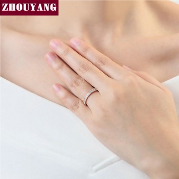 ZHOUYANG Wedding Ring  For Women Simple Classic Cubic Zirconia Rose Gold Color Wedding amp; Engagement Ring Fashion Jewelry ZYR490