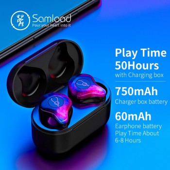 Samload X12P Bluetooth 5.0 Headphones 6D HIFI Sound Wireless Earbud Semi-in-ear Earphones with Charging box For Most Smart phone