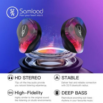 Samload X12P Bluetooth 5.0 Headphones 6D HIFI Sound Wireless Earbud Semi-in-ear Earphones with Charging box For Most Smart phone
