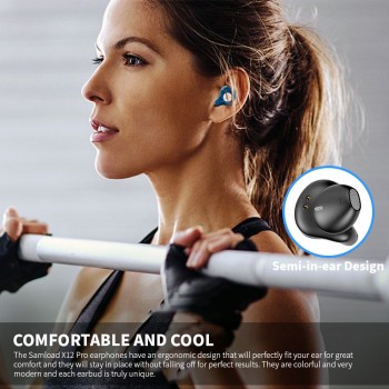 Samload X12P Bluetooth 5.0 Headphones 6D HIFI Sound Wireless Earbud Semi-in-ear Earphones with Charging box For Most Smart phone