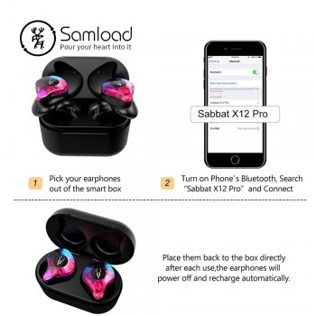 Samload X12P Bluetooth 5.0 Headphones 6D HIFI Sound Wireless Earbud Semi-in-ear Earphones with Charging box For Most Smart phone