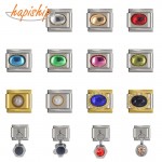 Hapiship 9mm Width Original Daisy Blue Pink Orange Rhinestone High-end Charm Fit Bracelet Stainless Steel Jewelry Making DJ04