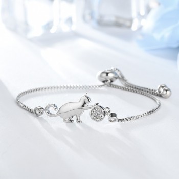ANFASNI Hot Selling Cute Cat Adjustable Charm Bracelet Clear Cubic Zirconia Bangle Bracelets For Women Jewelry Gift Dropshipping