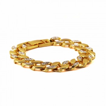 High Quality Bangles Iced Out Hip Hop Bracelet Men Miami Cuban Bracelet Mens Luxury Simulated Bling Rhinestones Fashion Bangles