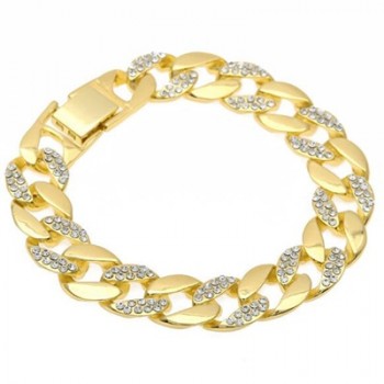 High Quality Bangles Iced Out Hip Hop Bracelet Men Miami Cuban Bracelet Mens Luxury Simulated Bling Rhinestones Fashion Bangles
