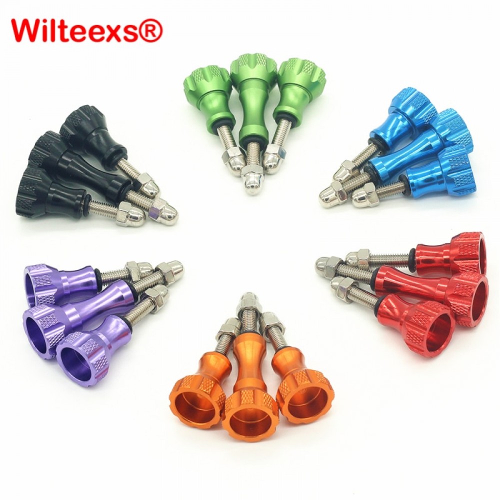 WILTEEXS Accessories 1 Long +2 Short Colorful Thuss Aluminum Bolt Nut Screw for Hero5 4 3 3+ 4 SJ4000 XIAOYI 2 4K Mount