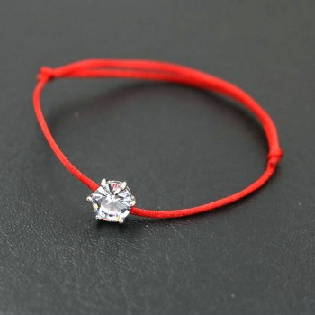 BPPCCR Silver Color Round Rhinestones Crystals AAA Zircon Thin Red Rope Thread String Braided Bracelets Women Gifts Pulsears