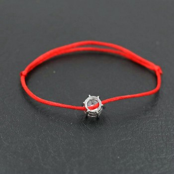 BPPCCR Silver Color Round Rhinestones Crystals AAA Zircon Thin Red Rope Thread String Braided Bracelets Women Gifts Pulsears