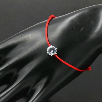 BPPCCR Silver Color Round Rhinestones Crystals AAA Zircon Thin Red Rope Thread String Braided Bracelets Women Gifts Pulsears