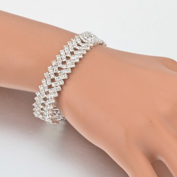Luxury Crystal Bracelets For Women Silver color Bracelets amp; Bangles Femme Bridal Wedding Jewelry 2018 Vintage Bracelet SBR150218