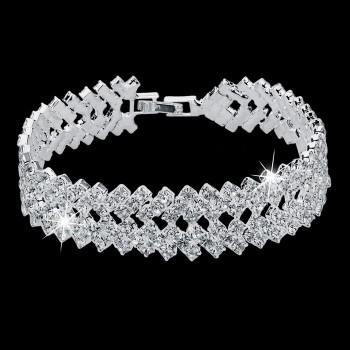 Luxury Crystal Bracelets For Women Silver color Bracelets amp; Bangles Femme Bridal Wedding Jewelry 2018 Vintage Bracelet SBR150218
