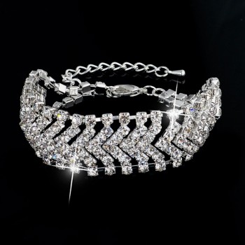 Luxury Crystal Bracelets For Women Silver color Bracelets amp; Bangles Femme Bridal Wedding Jewelry 2018 Vintage Bracelet SBR150218