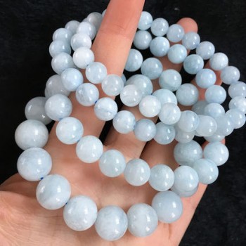 8mm Stretch Bracelet Stretchable Bangle Elastic natural stone fashion jewelry created beads round ball light blue Crystal diy