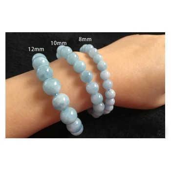 8mm Stretch Bracelet Stretchable Bangle Elastic natural stone fashion jewelry created beads round ball light blue Crystal diy