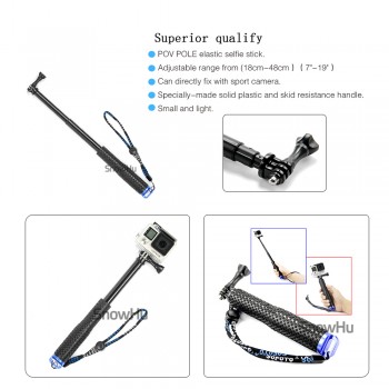 SnowHu for GoPro 7 6 5 Aluminum Extendable Pole Selfie Stick Monopod Tripod Mount for GoPro Hero 7 6 5 4 for Xiaomi for Yi GP180