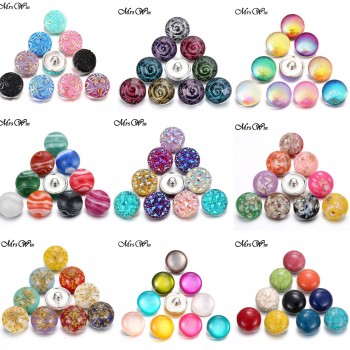 10 pcs/lot 2018 New Snap Button Jewelry Mixed Style Ginger Resin 18mm Snap Buttons fit Snap Bracelet Bangles Button Jewelry