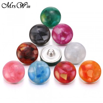 10 pcs/lot 2018 New Snap Button Jewelry Mixed Style Ginger Resin 18mm Snap Buttons fit Snap Bracelet Bangles Button Jewelry