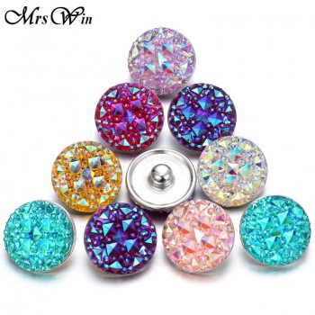10 pcs/lot 2018 New Snap Button Jewelry Mixed Style Ginger Resin 18mm Snap Buttons fit Snap Bracelet Bangles Button Jewelry
