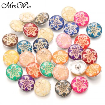 10 pcs/lot 2018 New Snap Button Jewelry Mixed Style Ginger Resin 18mm Snap Buttons fit Snap Bracelet Bangles Button Jewelry