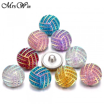 10 pcs/lot 2018 New Snap Button Jewelry Mixed Style Ginger Resin 18mm Snap Buttons fit Snap Bracelet Bangles Button Jewelry