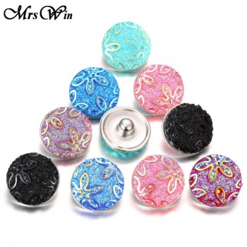10 pcs/lot 2018 New Snap Button Jewelry Mixed Style Ginger Resin 18mm Snap Buttons fit Snap Bracelet Bangles Button Jewelry