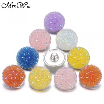 10 pcs/lot 2018 New Snap Button Jewelry Mixed Style Ginger Resin 18mm Snap Buttons fit Snap Bracelet Bangles Button Jewelry